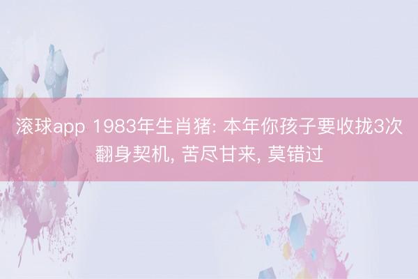 滚球app 1983年生肖猪: 本年你孩子要收拢3次翻身契机， 苦尽甘来， 莫错过