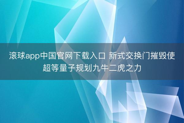 滚球app中国官网下载入口 新式交换门摧毁使超等量子规划九牛二虎之力