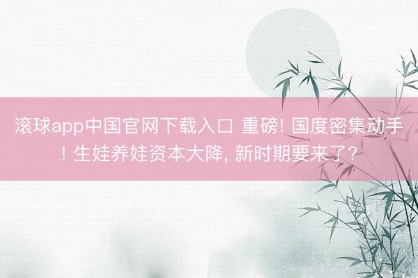 滚球app中国官网下载入口 重磅! 国度密集动手! 生娃养娃资本大降， 新时期要来了?