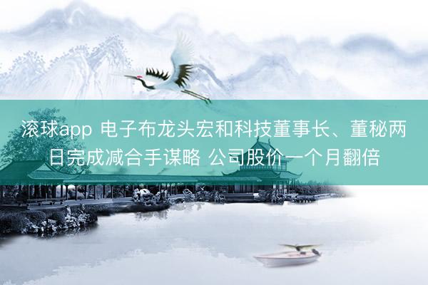 滚球app 电子布龙头宏和科技董事长、董秘两日完成减合手谋略 公司股价一个月翻倍