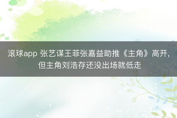 滚球app 张艺谋王菲张嘉益助推《主角》高开， 但主角刘浩存还没出场就低走