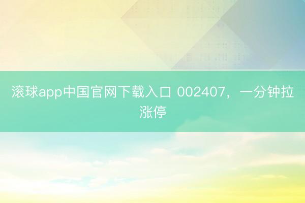 滚球app中国官网下载入口 002407，一分钟拉涨停