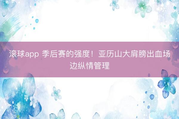 滚球app 季后赛的强度！亚历山大肩膀出血场边纵情管理