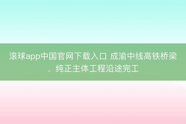 滚球app中国官网下载入口 成渝中线高铁桥梁、纯正主体工程沿途完工