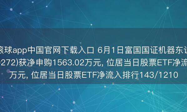 滚球app中国官网下载入口 6月1日富国国证机器东说念主产业ETF(159272)获净申购1563.02万元， 位居当日股票ETF净流入排行143/1210
