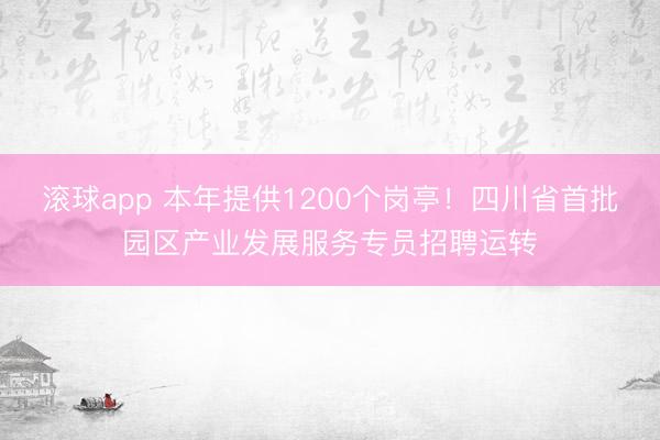 滚球app 本年提供1200个岗亭！四川省首批园区产业发展服务专员招聘运转