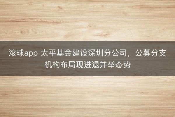 滚球app 太平基金建设深圳分公司，公募分支机构布局现进退并举态势