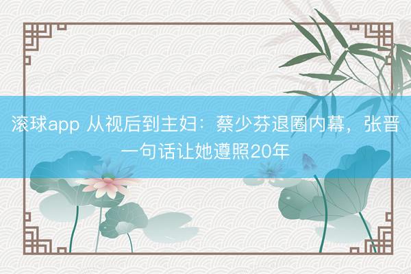 滚球app 从视后到主妇:蔡少芬退圈内幕,张晋一句话让她遵照20年